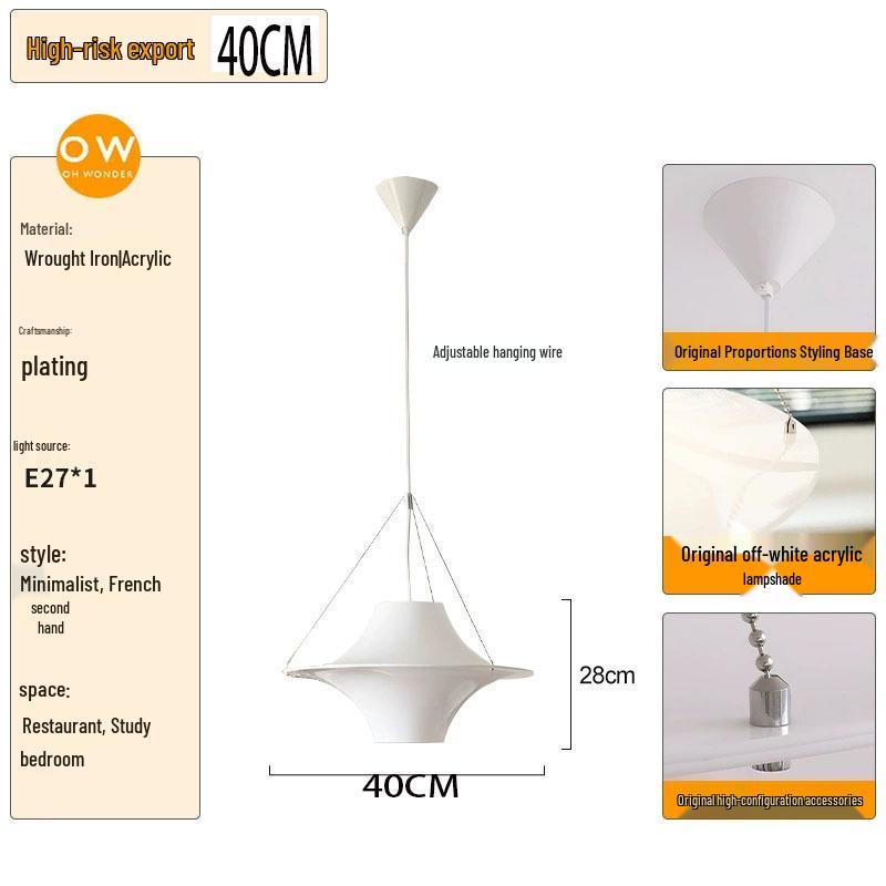 Nordic Mid-Century Seagull Chandelier: Retro Saucer Light for Living Room, Bedroom, or Bar Counter E27