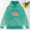 Peaches Attention Very Delicious Printing Washed Clothes Women Comics Hoodie Vintage Fashion Hoodies Autumn Cotton Loose Hoody