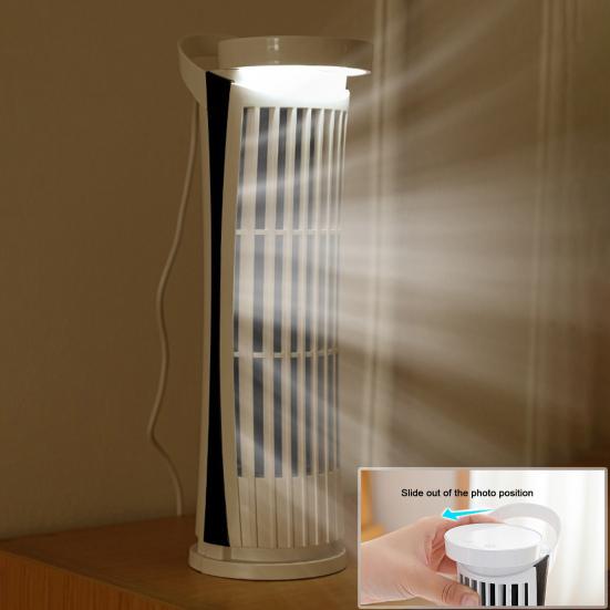 

Yousheng Bladeless Tower Fan with Lights USB Plug-Play Low Noise Strong Airflow 2 Speeds Cooling Fan Portable Small Quiet Office Vertical Electric Fan белый