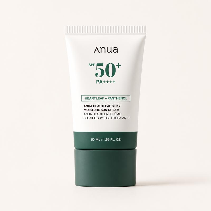 Anua Heartleaf Silky Moisture Sun Cream SPF 50+ PA++++, 50ml white