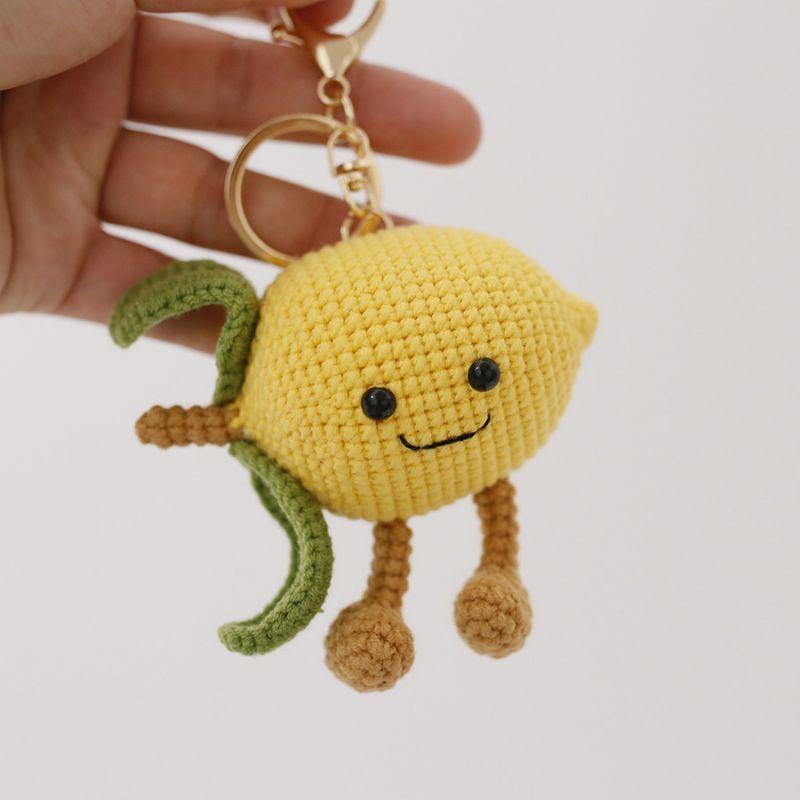Cute Lemon Doll Crochet Keychain Creative Fruit Series Handmake Knitted Keychains Fruit Keyrings Custom Accessories