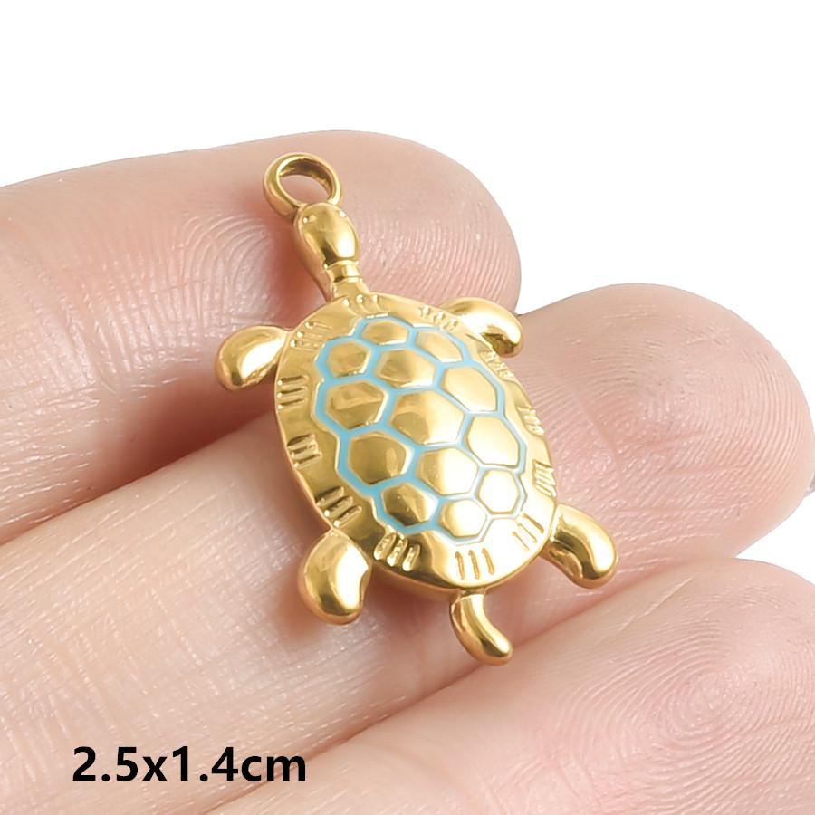 6pcs Enamel Marine Animal Starfish Fish Tail Sea Turtle Stainless Steel Charms For Jewelry Making Bulk Handmade Keychain Pendant