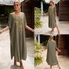 "European & American Embroidered Cotton Maxi Skirt: Women's Beach Sun Protection Robe"