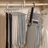 Stainless Steel Multi-Layer Pants Hanger, Foldable 5-Tier Closet Organizer, Non-Slip Space-Saving Rack for Jeans/Skirts
