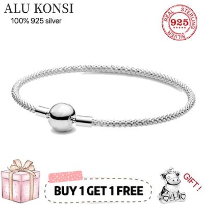 Bracciale Originale di Lusso Vero Argento Sterling 925 100% per Donna Bracciale a Catena Serpente Charms Autentici Alta Qualità Gioielli Fai da Te