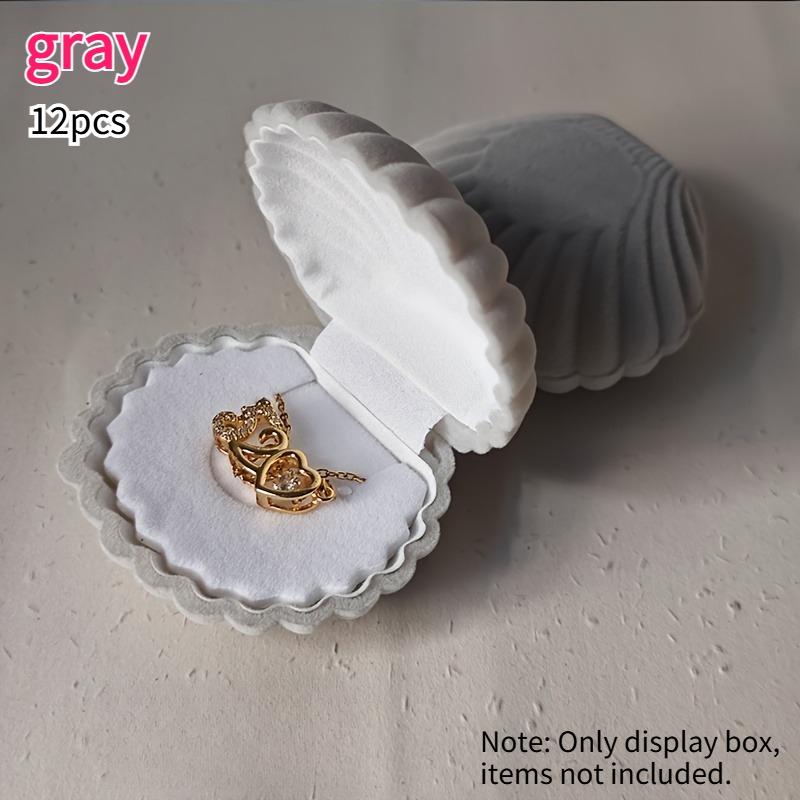 12pcs Shell Velvet Jewelry Gift Boxes Packaging Box Multi-Colors Necklace and Earring Jewelrys Pendant Organizer Display Cases