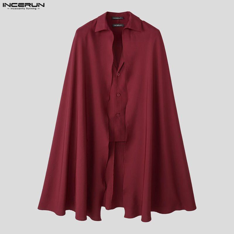 INCERUN Zweiteiliger Herren Reverskragen Langarm Umhang Blazer Lange Anzughose Outfits