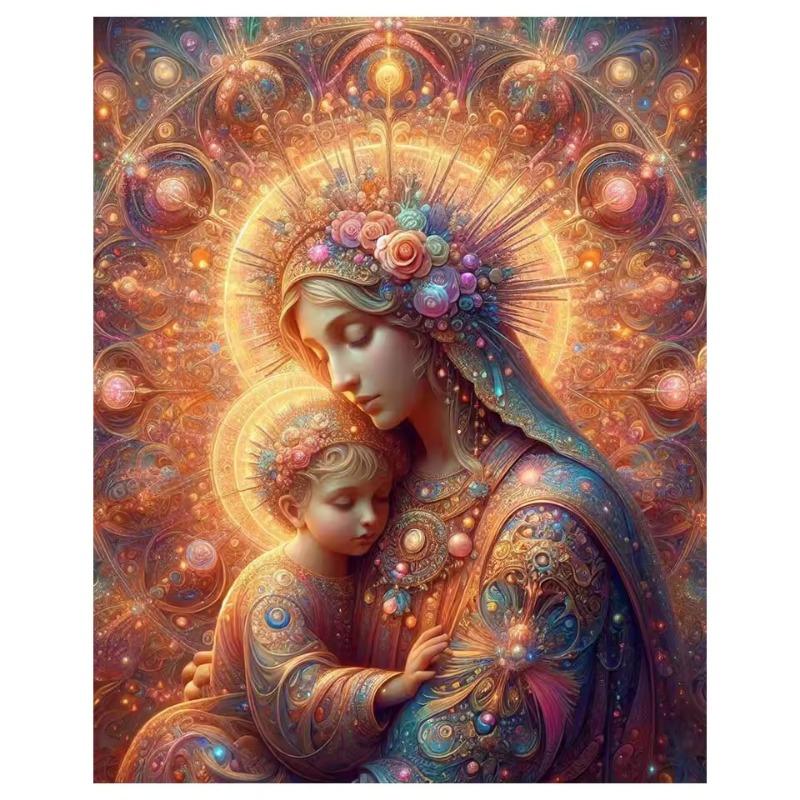 Maria und Jesus Leinwandgemälde Jungfrau Christus Luxus Wandkunst Christliche Religion Poster und Drucke Wohnzimmer Heimdeko