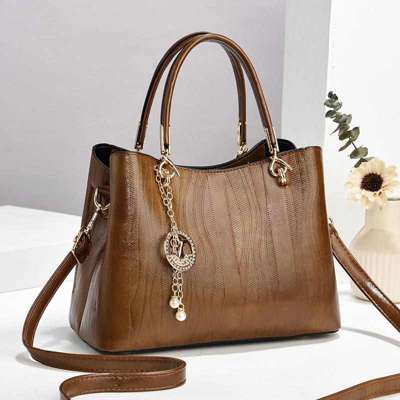 Fashionable Practical And Medium Sized Handbag In Black White Khaki And Options Green