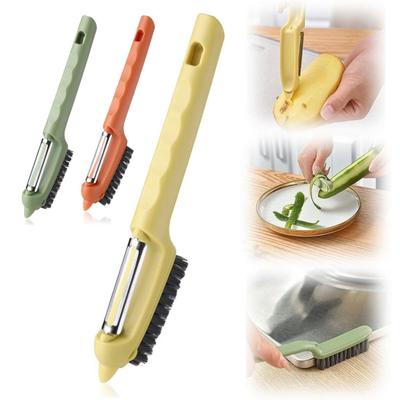 Gemüseschäler mit Bürste 3 in 1 Multifunktionaler Gemüseschäler mit Schrubberbürste für Lebensmittel Gemüse Karotte Kartoffel Mais