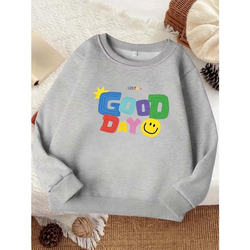 European Sizes Exquisite Kid Fashion Sweatshirt, Comfortable Kids' Round Neck Sweater, Casual All-Match Trendy Individual Student Print Top