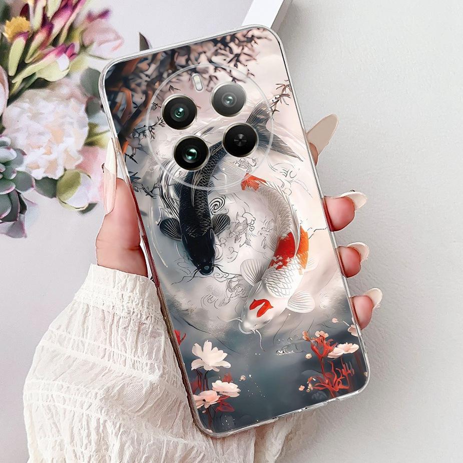 For Realme 12 Pro Plus Case RMX3840 Cute Cat Lucky Koi Painted Cover Soft Slim Phone Case For Realme 12 Plus Realme12 Pro+ Shell