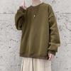 2 Oversized Side Slit Pullover Sweatshirt with Side Drop Loose Fit Loungewear T20 [Make Be] Men's Zip, Shoulder, (41.Green_S)