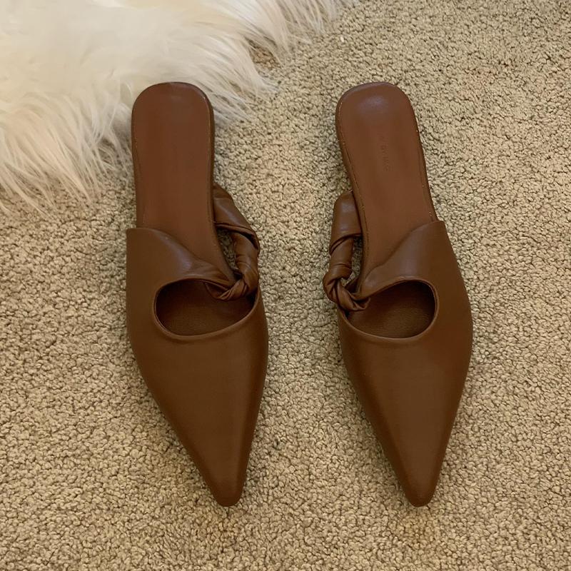 Spetsiga Tofflor Damskor Ballerinaskor Sexiga Klackskor Slingback Damskor Mules Skor Sommar 2025 Nya Lyxiga Chanclas De Mujer