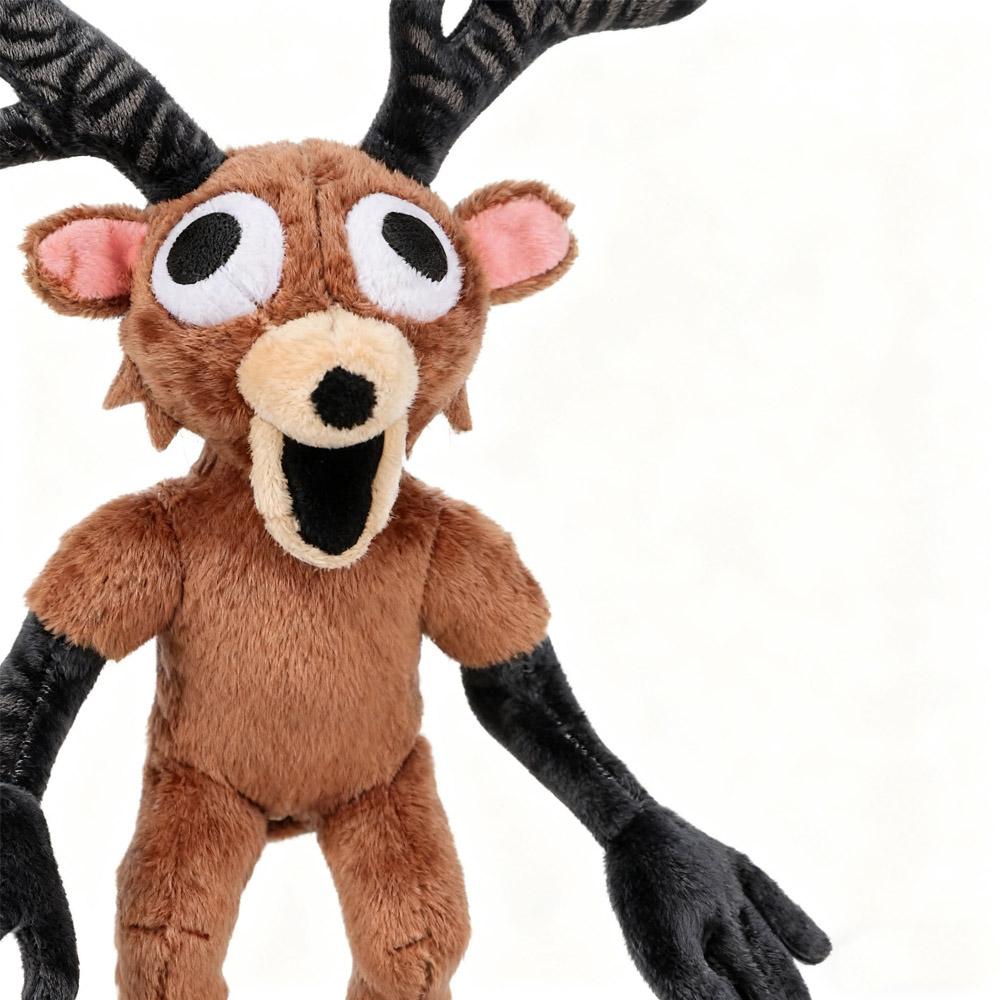 Plush Deer Stuffed Animal Toy - Super Soft Huggable with Big Expressive Eyes, Detailed Black Antlers, Brown Body & Black Limbs