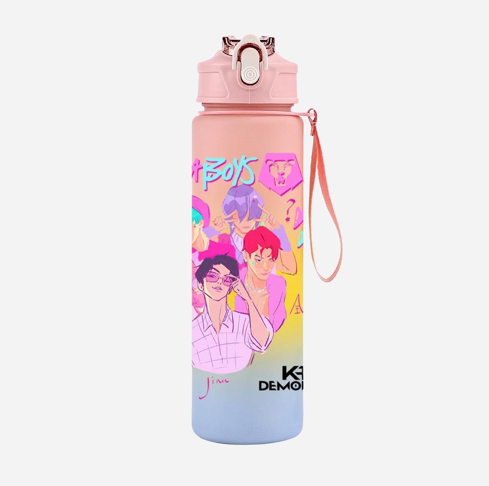 750Ml Water Bottler K-Pop Demon Hunters Printed Character Water Cup Large Capacity Outdoor Portable Rope Drinking Bottle for Boy Girl Gift