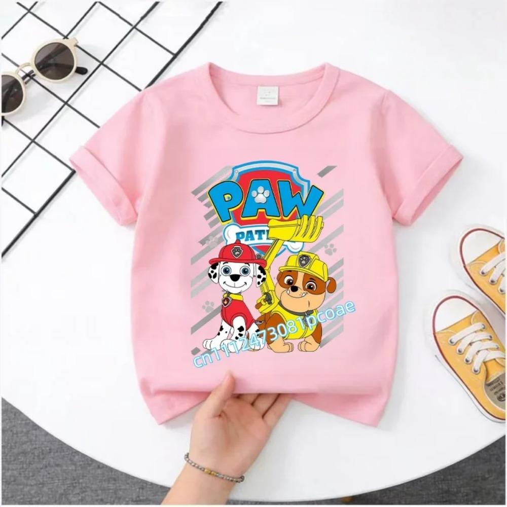 PAW Patrol Summer Short-sleeved 1-12 Years Old Children's T-shirt Boys Sweatshirt Girls Casual Tops Cartoon Printing