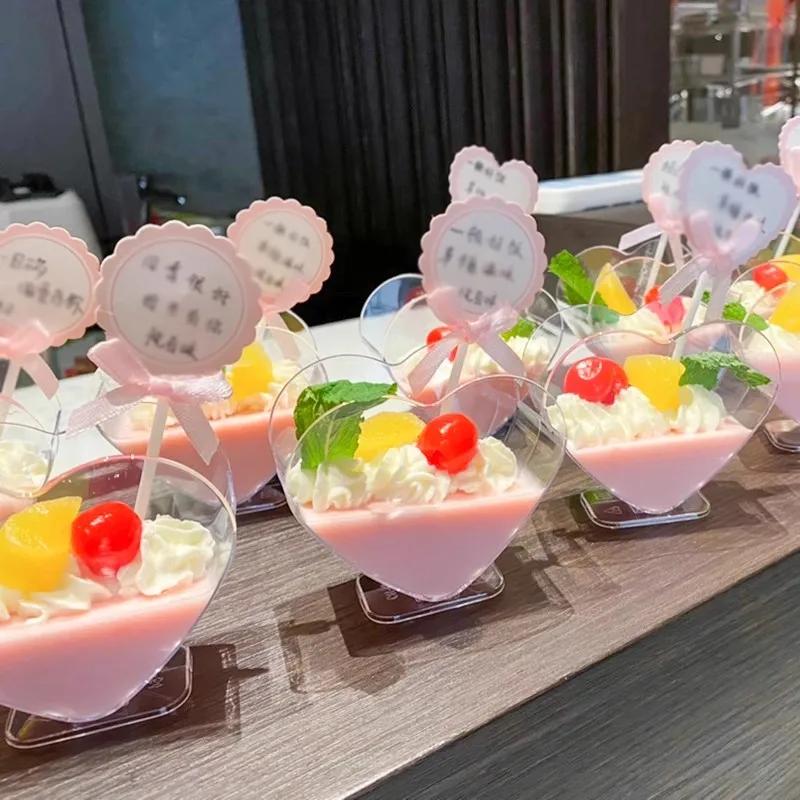 10pcs- Heart-shaped Mousse Cup Pudding Cup Heart-shaped Jelly Cup Tiramisu Cup Dessert Cup Plastic Dessert Cup