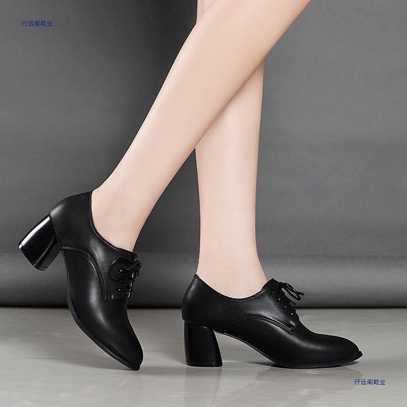 Autumn versatile new non-slip single shoes femininity high heels women's thick heel black professional pointed shoes