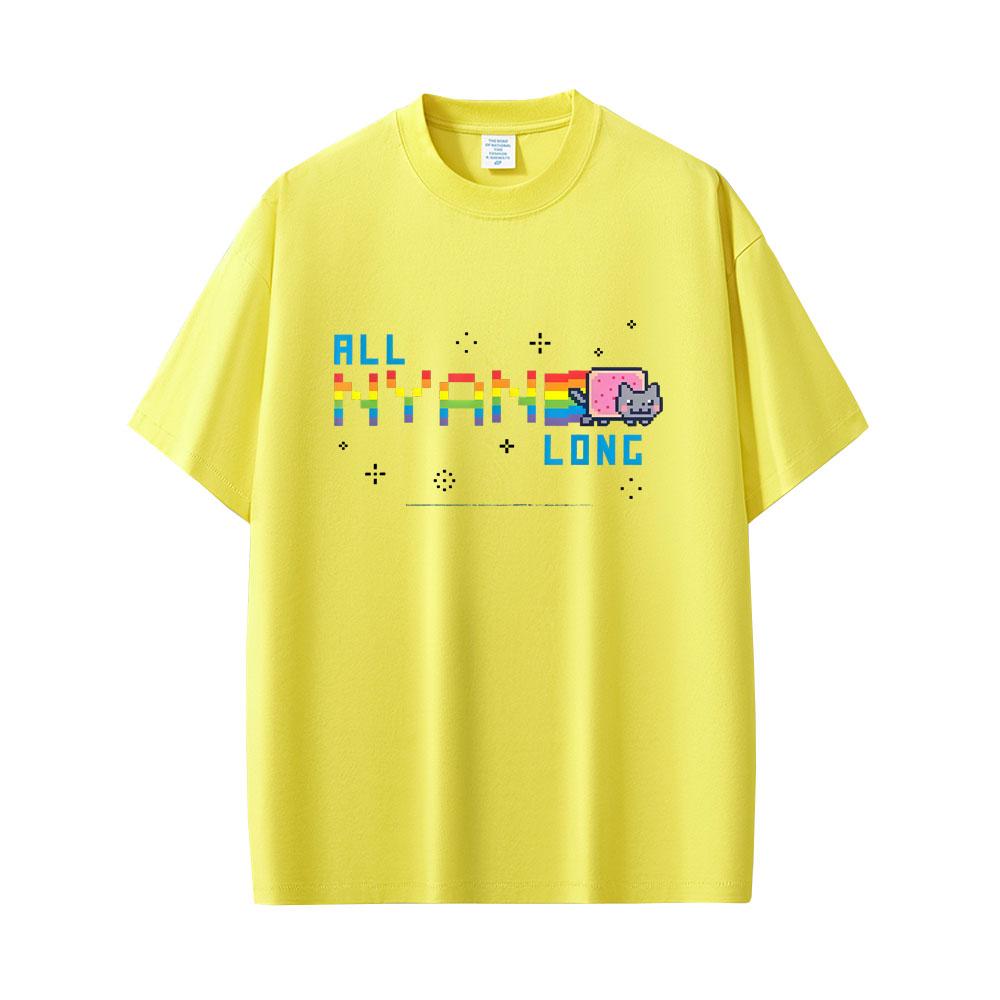 All Nyan Cat Long Funny Meme T-shirt Unisex Women Fashion Casual Cotton Short Sleeve T-shirts Male Cute Kawaii Oversized T Shirts