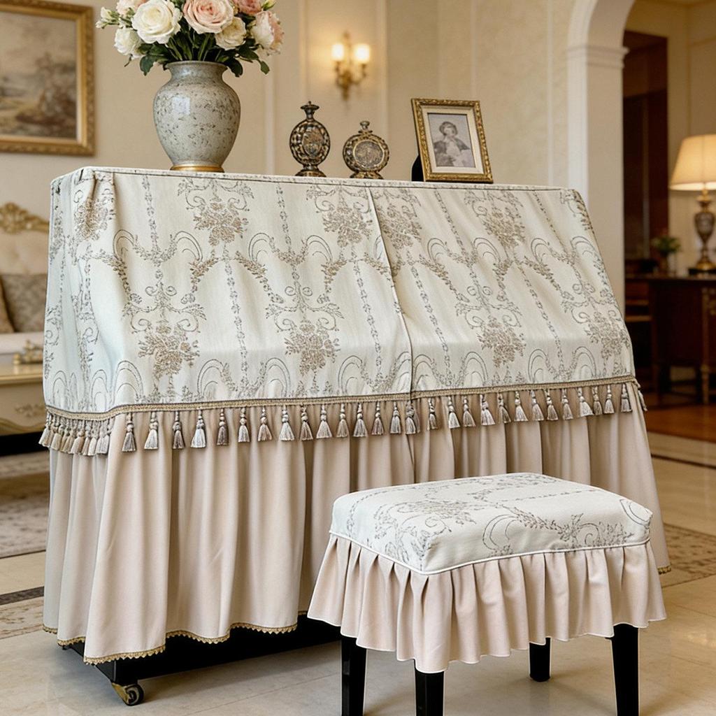 Fransk Crème Lyxig Pianodammöverdrag - High-End Stil