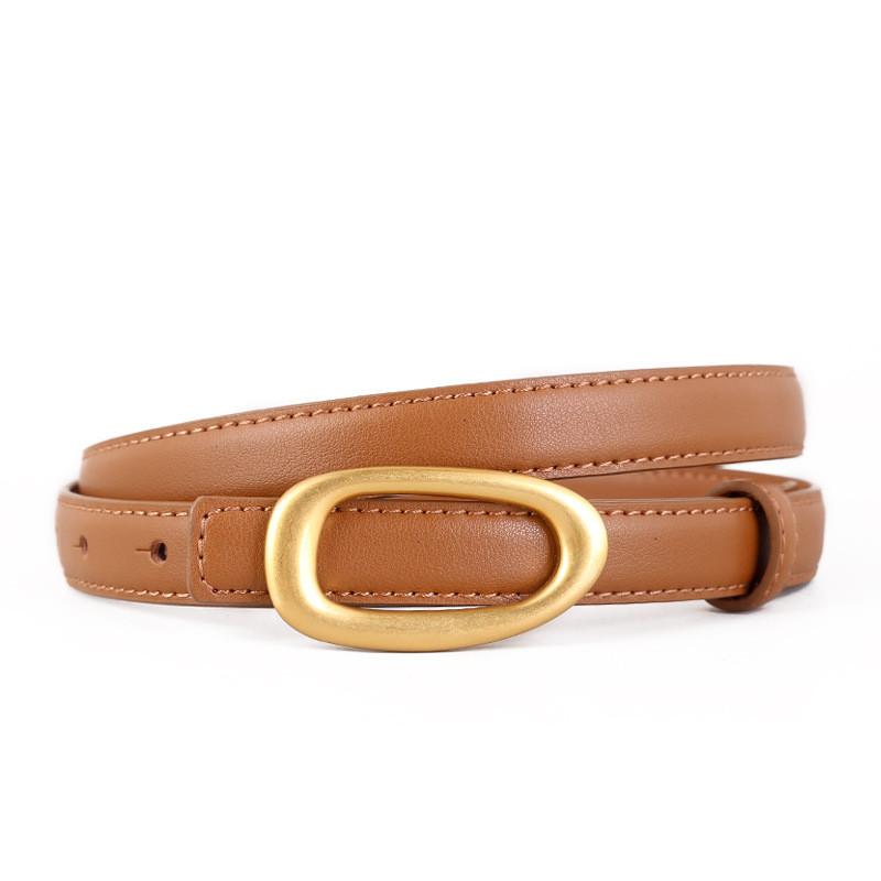 

Genuine Leather Womens Belt With Metal Buckle For Casual And Business Wear жовтий