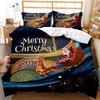 Christmas Duvet Cover Set Holiday Twin Bedding Set with Santa Print for Kids Teens Double Queen King Size Polyester Qulit Cover