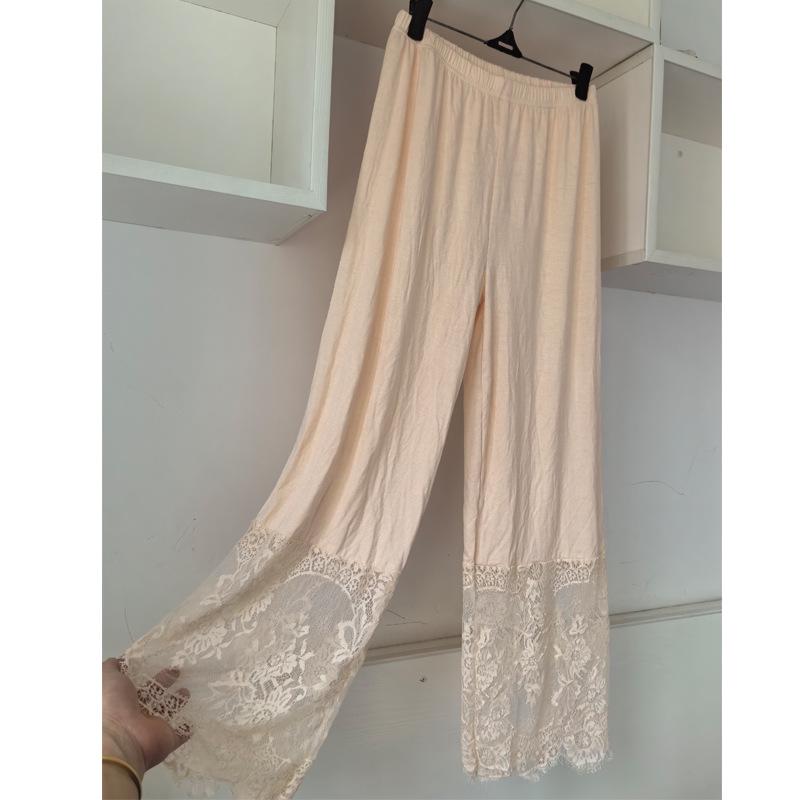 Women's Winter Velvet Lace Qipao Hanfu Pants: Breathable, Anti-Exposure Base Layer Pajamas