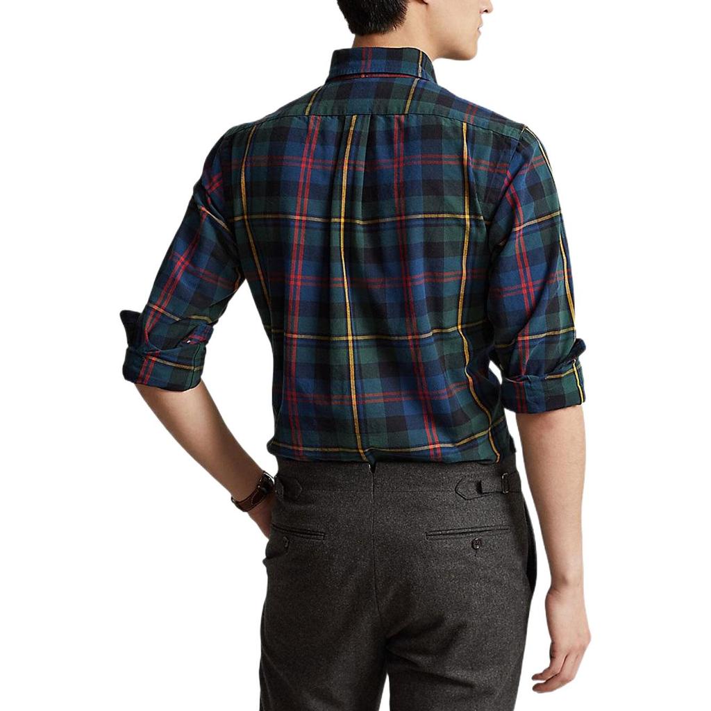 Polo Ralph Lauren FW22 Logotyp Rutigt Tryck Långärmad Skjorta Herrskjortor Marinblå 710885077-003