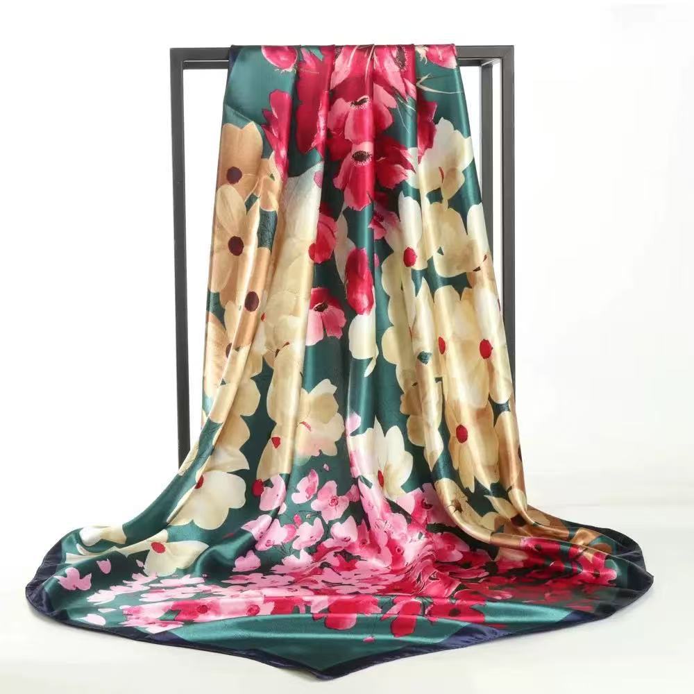 

90Cm satin large square scarf headscarf new street retro simple bandanas 90*90