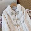 2024 Women's Autumn/Winter Faux Rabbit Fur Lamb Wool Coat with Toggle Buttons