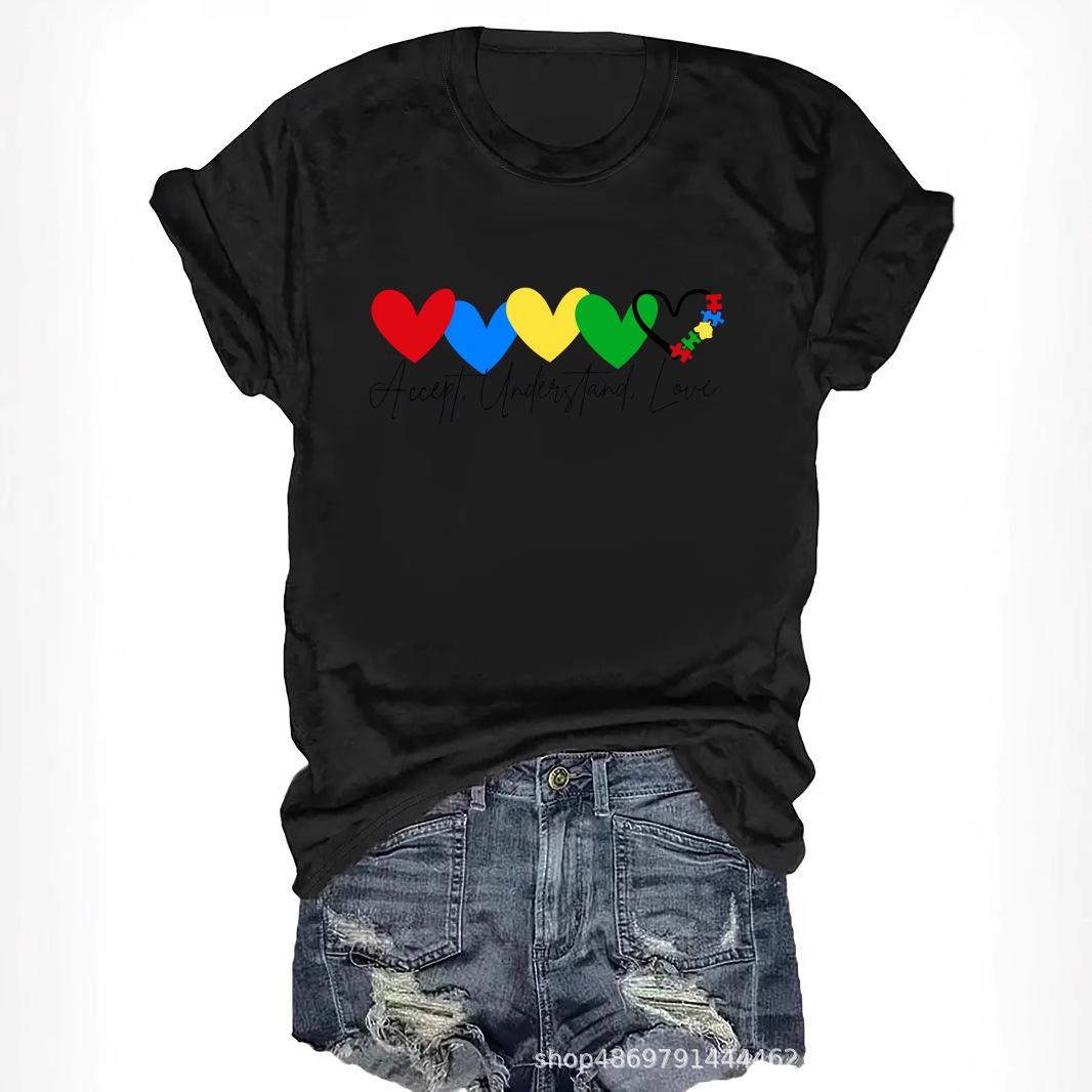 

Women s Fashion Round Neck T-Shirt for Cross-Border Trade Large рожевий