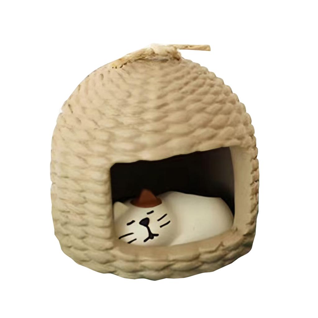 Cat Figurines,, Cartoon Sleeping Ornament With Cage, Cute Resin, For Fun Car Dashboard Garden