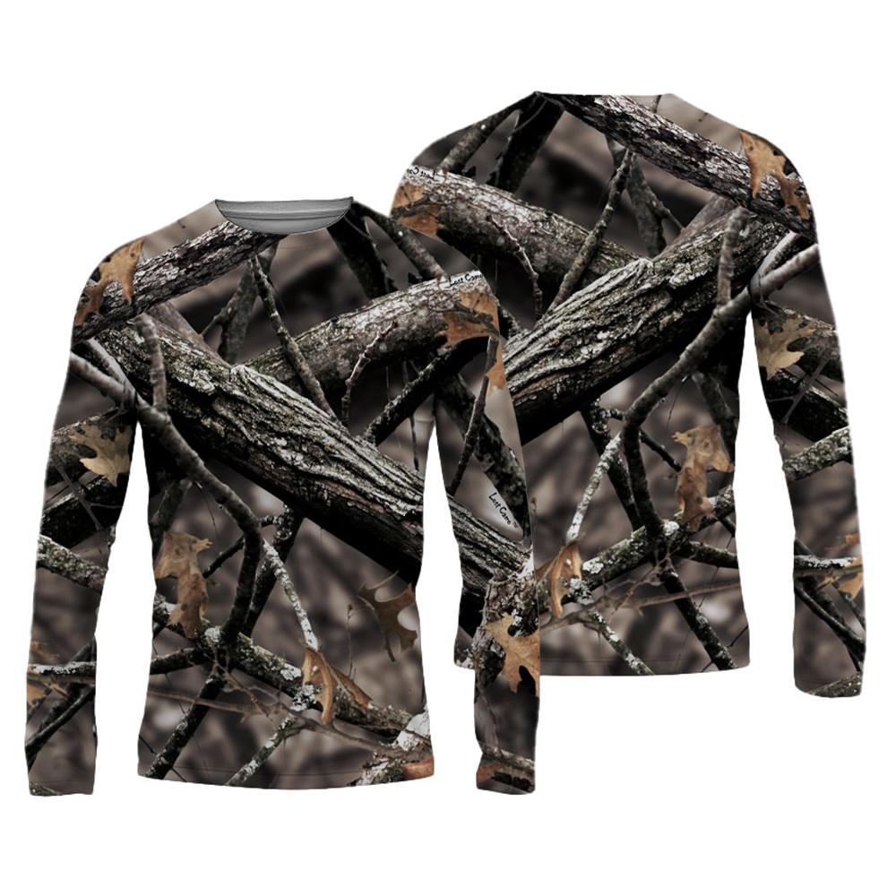 Spring and Autumn Round Neck 3D Camouflage Printed Top Fashionable Casual Vintage Long Sleeved Men's T-shirts