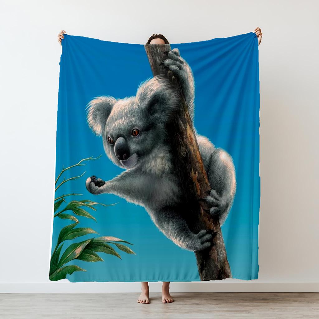 130150cm Cute Koala Printed thin Blanket Picnic Blankets Warm Blanket Soft and Comfortable Blanket Home Travel Birthday Gift