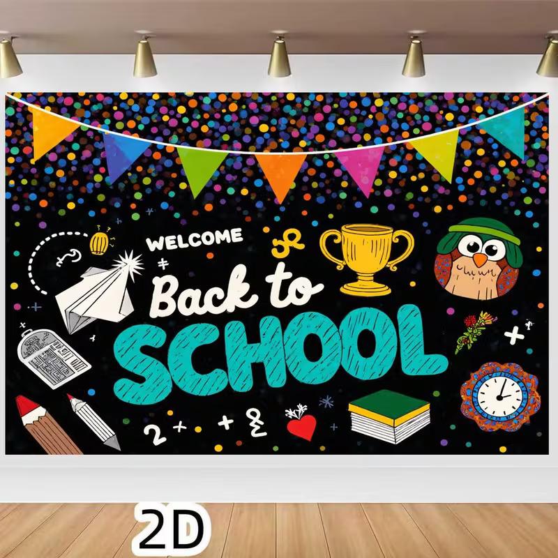 2D Back To School Owl Photo Backdrop Classroom Decor Cloth