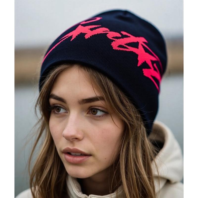 American Style Knit Beanies For Women Winter Warm Soft Yarn Hat Trendy Streetwear Accessory Unisex Design