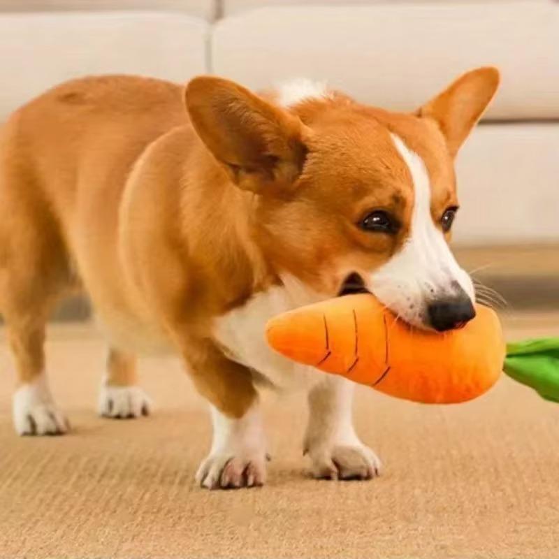Lovely Carrot Plush Toy Squeaky Pet Chew Toy Cuddly Pillow for Pets Pet Plush Toy Puppy Plush Toys for Small Dogs