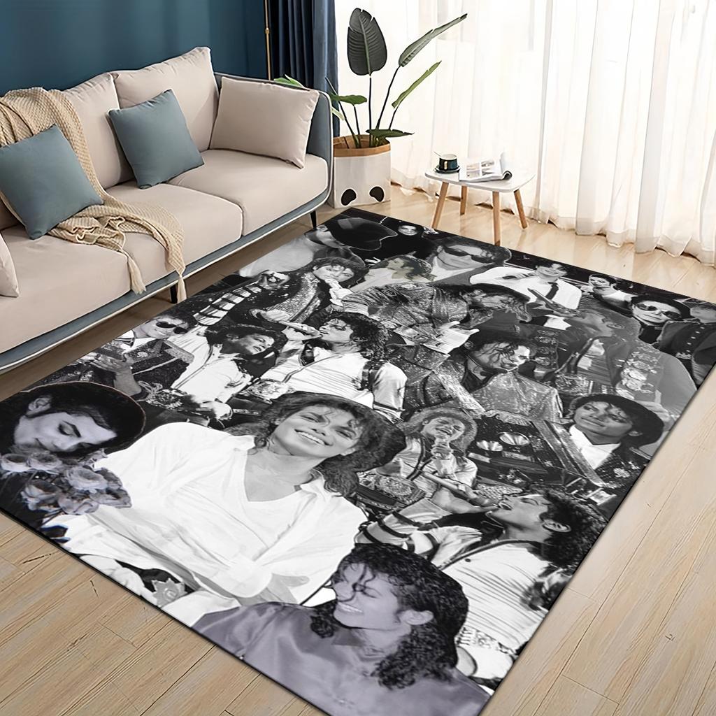 Neuer Stil Michael Jackson King of Pop MJ Teppich für Wohnzimmer Schlafzimmer Zuhause Sofa Dekoration, Rutschfeste Bodenmatte für Kinder