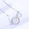 S925 Sterling Silver Necklace Women's Simple Micro-Inlaid Korean-Style Ferris Wheel Clavicle Chain Necklace Silver Jewelry