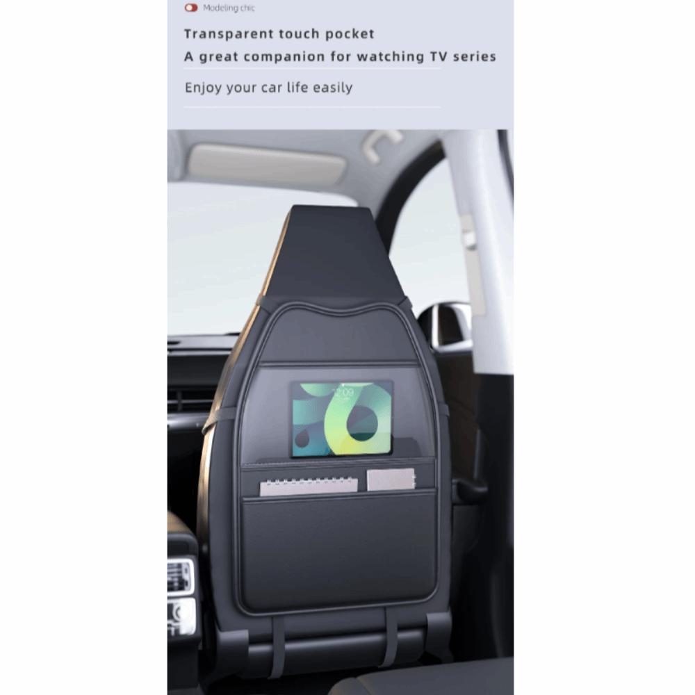 PU Car Seat Kick Proof Pad with Pockets Auto Seat Back Storage Bag  for Most Vehicles