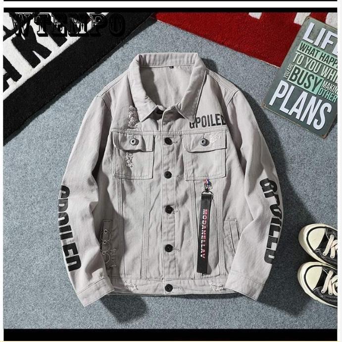 Buy Men's Stretch Denim Jacket Korean Fashion Casual Men Slim Dark Blue