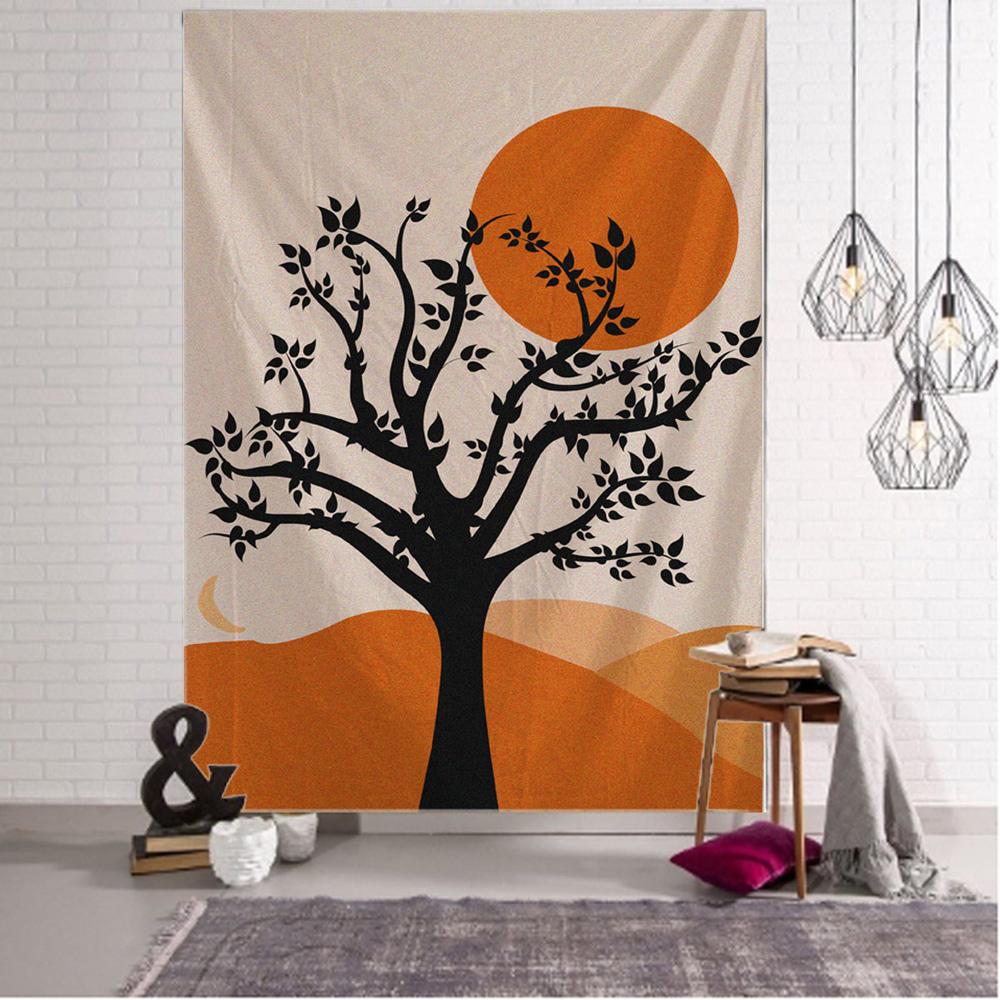 Boho Wall Mandala Wall Art Decor Simple Desert Moonlight Landscape Print Large Wall Tapestry Tapiz