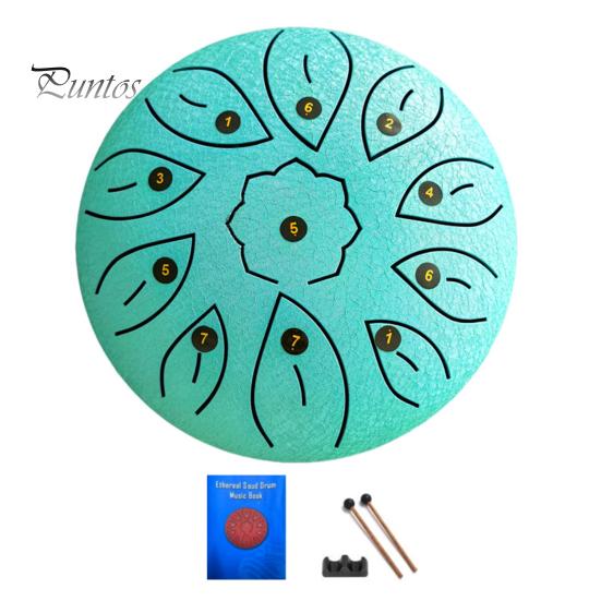 Compact Music Drum 6-Inch Steel Tongue with Mallets Note Stickers 11 Notes C Key Yoga Meditation Sound Therapy Hand Pan Musical Percussion Instrument