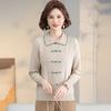 Mom's Autumn Clothes New Chinese Lapel Knitted Shirt Fashionable Middle-aged and Elderly Women's Spring and Autumn Long-sleeved Sweater Base Shirt Top