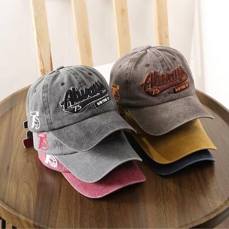 Embroidery Letters Baseball Cap For Men Women Retro Washed Cotton Snapback Outdoor Sport Sun Hats Hip Hop Street Dad Trucker Cap