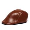 Bright Leather Solid Color Beret Men's Forward Hat Fashion Leather Hat Cap Men's and Women's Retro Hat
