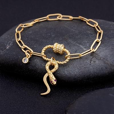 

New Design Bull Head Men Women Link Bracelet Animal Pendant Beads Micro Pave Zircon Charm Bangle Party Birthday Jewelry Gift 17cm