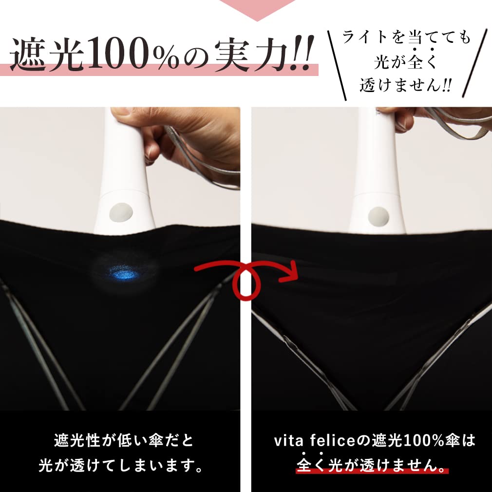 Folding Parasol for Both Rain and Shine Bamboo for Women [VITAFELICE] (lightweight/curved Handle) Vsgz-452z (combination (beige Black))