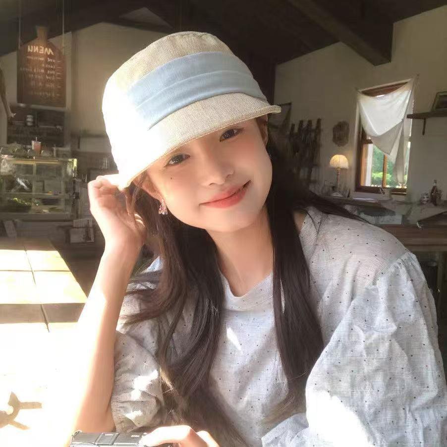 Women's Korean Style Contrasting Color Equestrian Sun Hat - Outdoor Protection Wide Brim Baseball Cap